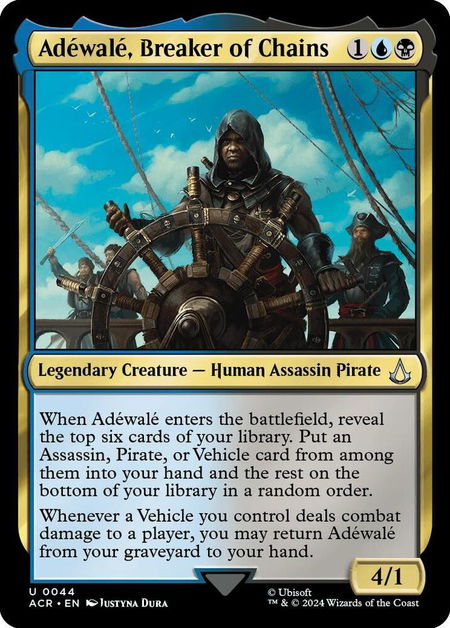 Adewale, Breaker of Chains trading card from Universes Beyond: Assassin's Creed Adewale, Breaker of Chains - Universes Beyond: Assassin's Creed Magic: The Gathering trading card