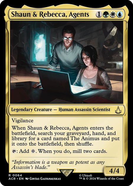 Shaun & Rebecca, Agents trading card from Universes Beyond: Assassin's Creed Shaun & Rebecca, Agents - Universes Beyond: Assassin's Creed Magic: The Gathering trading card