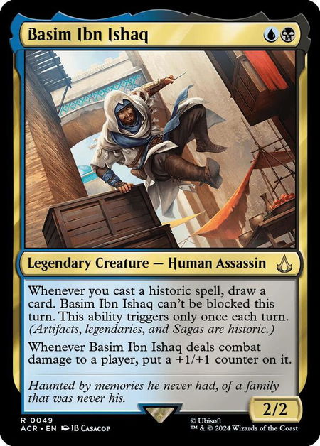 Basim Ibn Ishaq trading card from Universes Beyond: Assassin's Creed Basim Ibn Ishaq - Universes Beyond: Assassin's Creed Magic: The Gathering trading card