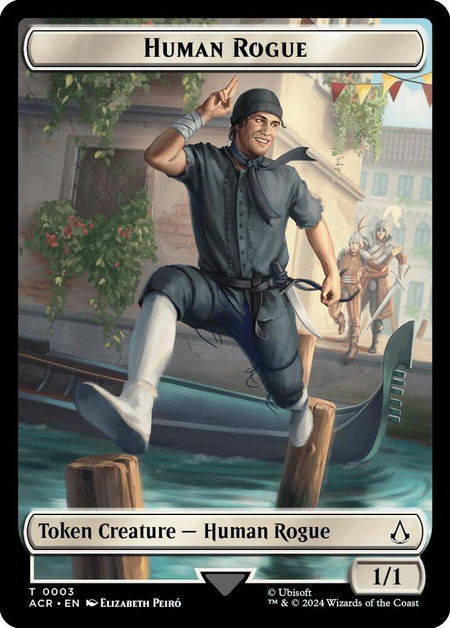 Human Rogue Token trading card from Universes Beyond: Assassin's Creed Human Rogue Token - Universes Beyond: Assassin's Creed Magic: The Gathering trading card