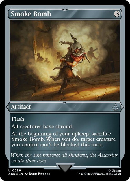 Smoke Bomb (Foil Etched) - Universes Beyond: Assassin's Creed Magic: The Gathering trading card