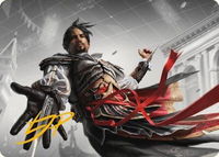 Ezio Auditore da Firenze Art Card (Gold-Stamped Signature) - Art Series: Universes Beyond: Assassin's Creed (ASACR) #13 - Special Magic: The Gathering Trading Card