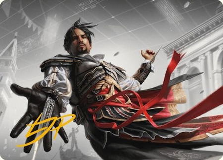 Ezio Auditore da Firenze Art Card (Gold-Stamped Signature) - Art Series: Universes Beyond: Assassin's Creed Magic: The Gathering trading card