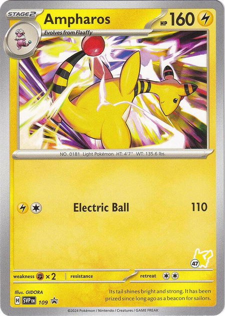 Ampharos - Pikachu 47 - Battle Academy 2024 Pokémon trading card