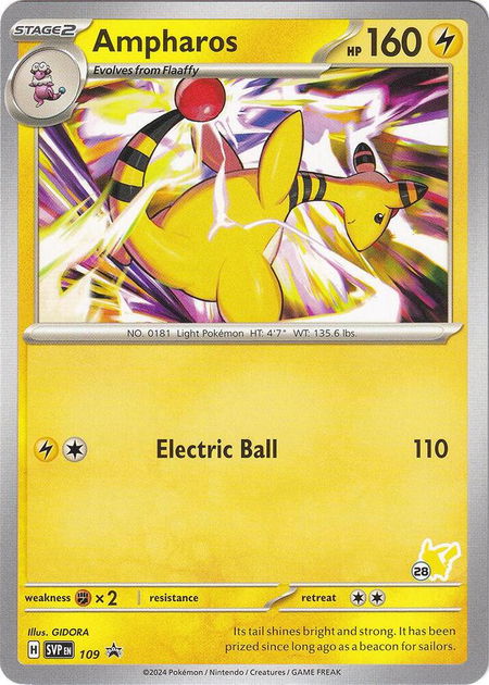 Ampharos - Pikachu 28 - Battle Academy 2024 Pokémon trading card