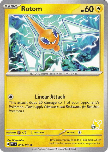 Rotom - Pikachu 14 - Battle Academy 2024 Pokémon trading card