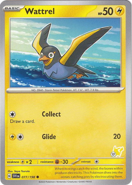 Wattrel - Pikachu 17 - Battle Academy 2024 Pokémon trading card