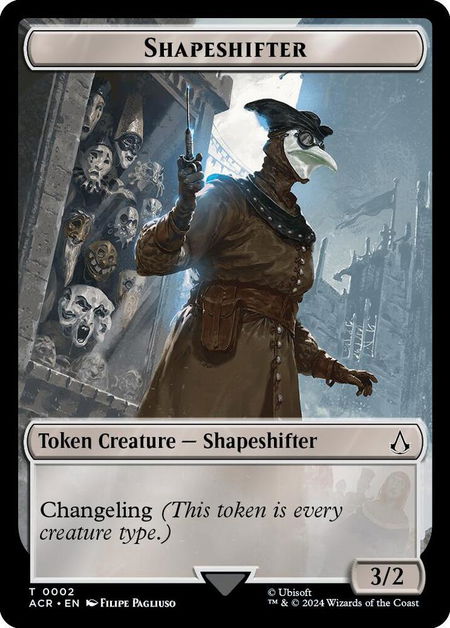 Shapeshifter Token trading card from Universes Beyond: Assassin's Creed Shapeshifter Token - Universes Beyond: Assassin's Creed Magic: The Gathering trading card