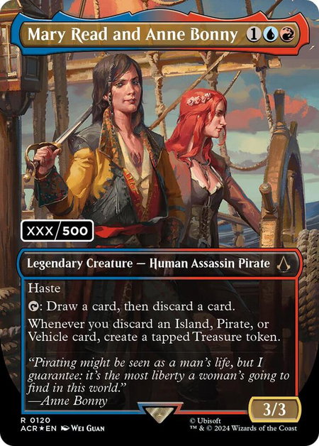 Mary Read and Anne Bonny (English) (Serial Numbered) trading card from Universes Beyond: Assassin's Creed Mary Read and Anne Bonny (English) (Serial Numbered) - Universes Beyond: Assassin's Creed Magic: The Gathering trading card