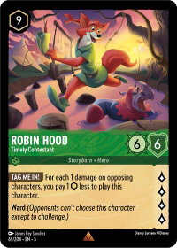 Robin Hood - Timely Contestant - Shimmering Skies (5) #69/204 - Rare Disney Lorcana Trading Card