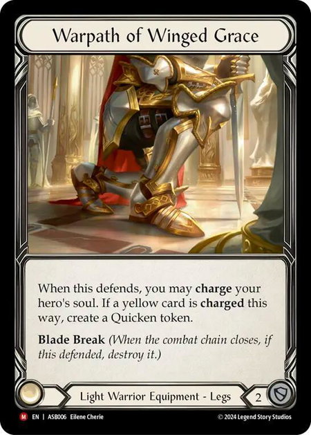 Warpath of Winged Grace trading card from Armory Deck: Boltyn Warpath of Winged Grace - Armory Deck: Boltyn Flesh and Blood trading card