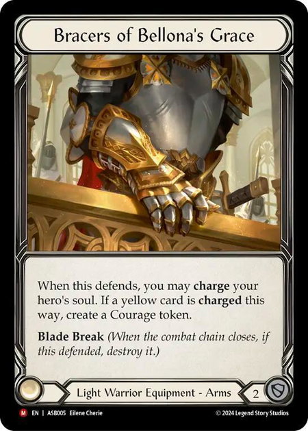 Bracers of Bellona's Grace trading card from Armory Deck: Boltyn Bracers of Bellona's Grace - Armory Deck: Boltyn Flesh and Blood trading card