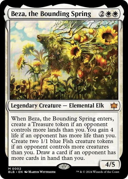 Beza, the Bounding Spring - Bloomburrow Magic: The Gathering trading card