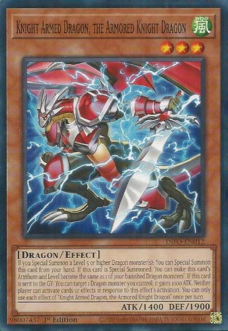 Knight Armed Dragon, the Armored Knight Dragon - The Infinite Forbidden YuGiOh trading card