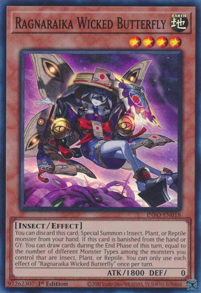 Ragnaraika Wicked Butterfly trading card from The Infinite Forbidden Ragnaraika Wicked Butterfly - The Infinite Forbidden YuGiOh trading card
