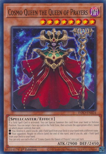 Cosmo Queen the Queen of Prayers trading card from The Infinite Forbidden Cosmo Queen the Queen of Prayers - The Infinite Forbidden YuGiOh trading card
