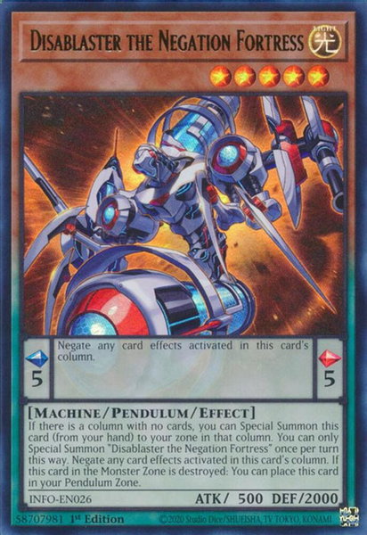 Disablaster the Negation Fortress trading card from The Infinite Forbidden Disablaster the Negation Fortress - The Infinite Forbidden YuGiOh trading card