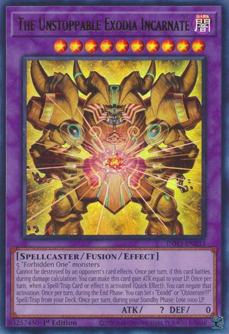 The Unstoppable Exodia Incarnate - The Infinite Forbidden YuGiOh trading card