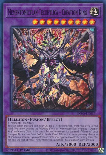 Mementomictlan Tecuhtlica - Creation King trading card from The Infinite Forbidden Mementomictlan Tecuhtlica - Creation King - The Infinite Forbidden YuGiOh trading card