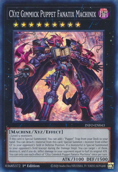 CXyz Gimmick Puppet Fanatix Machinix trading card from The Infinite Forbidden CXyz Gimmick Puppet Fanatix Machinix - The Infinite Forbidden YuGiOh trading card