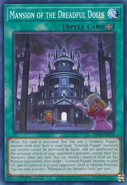 Mansion of the Dreadful Dolls trading card from The Infinite Forbidden Mansion of the Dreadful Dolls - The Infinite Forbidden YuGiOh trading card