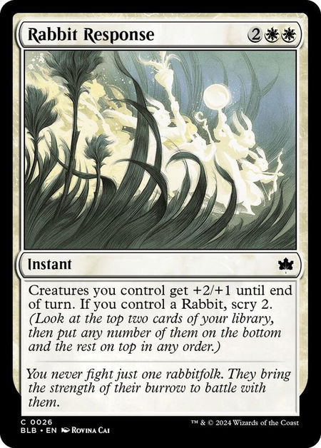 Rabbit Response - Bloomburrow Magic: The Gathering trading card