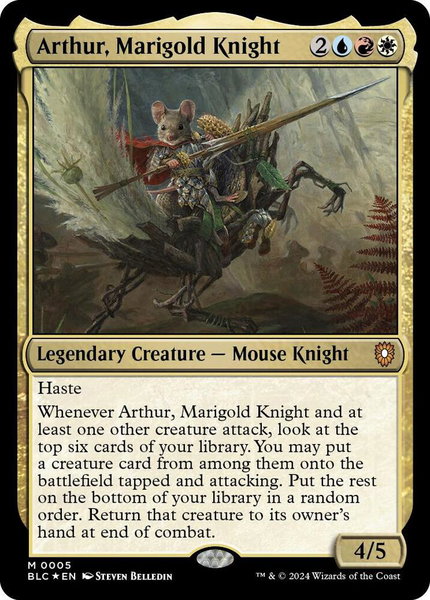Arthur, Marigold Knight trading card from Commander: Bloomburrow Arthur, Marigold Knight - Commander: Bloomburrow Magic: The Gathering trading card