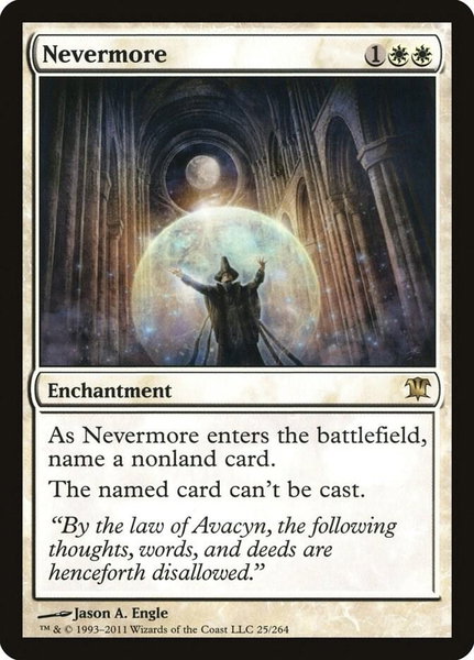 Nevermore trading card from Innistrad Nevermore - Innistrad Magic: The Gathering trading card