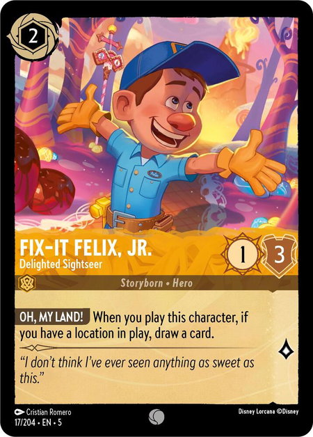 Fix-It Felix, Jr. - Delighted Sightseer - Shimmering Skies Disney Lorcana trading card
