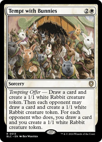 Tempt with Bunnies trading card from Commander: Bloomburrow Tempt with Bunnies - Commander: Bloomburrow Magic: The Gathering trading card