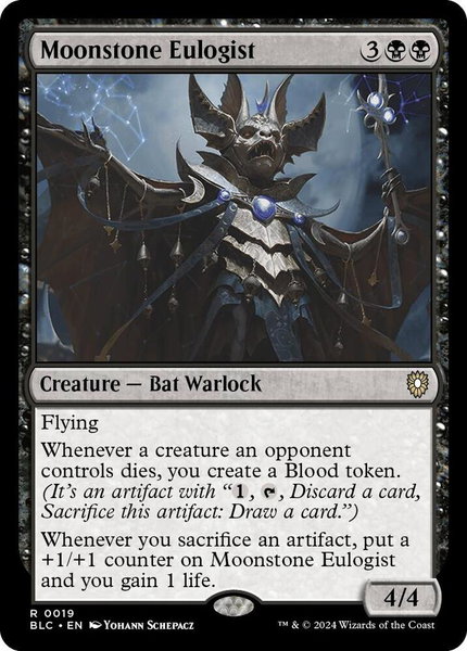 Moonstone Eulogist trading card from Commander: Bloomburrow Moonstone Eulogist - Commander: Bloomburrow Magic: The Gathering trading card