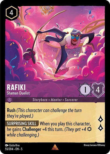 Rafiki - Shaman Duelist - Shimmering Skies Disney Lorcana trading card
