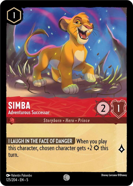 Simba - Adventurous Successor - Shimmering Skies Disney Lorcana trading card