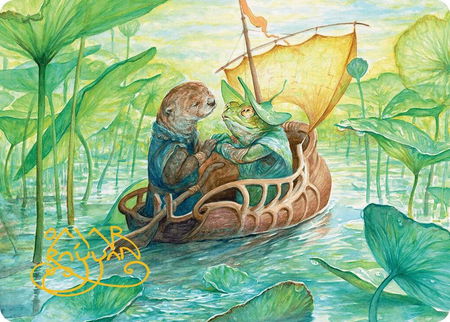 Run Away Together Art Card (Gold-Stamped Signature) trading card from Art Series: Bloomburrow Run Away Together Art Card (Gold-Stamped Signature) - Art Series: Bloomburrow Magic: The Gathering trading card