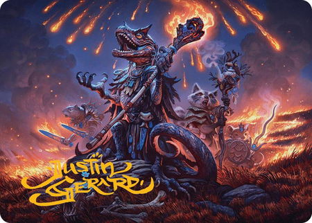 Valley Flamecaller Art Card (Gold-Stamped Signature) trading card from Art Series: Bloomburrow Valley Flamecaller Art Card (Gold-Stamped Signature) - Art Series: Bloomburrow Magic: The Gathering trading card