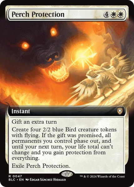 Perch Protection (Extended Art) trading card from Commander: Bloomburrow Perch Protection (Extended Art) - Commander: Bloomburrow Magic: The Gathering trading card