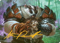 Hugs, Grisly Guardian Art Card (Gold-Stamped Signature) - Art Series: Bloomburrow (ASBLB) #27 - Special Magic: The Gathering Trading Card