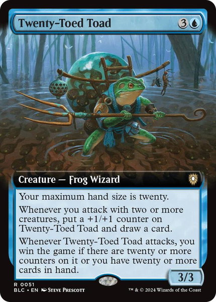 Twenty-Toed Toad (Extended Art) trading card from Commander: Bloomburrow Twenty-Toed Toad (Extended Art) - Commander: Bloomburrow Magic: The Gathering trading card