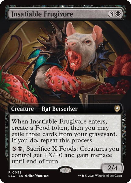 Insatiable Frugivore (Extended Art) trading card from Commander: Bloomburrow Insatiable Frugivore (Extended Art) - Commander: Bloomburrow Magic: The Gathering trading card