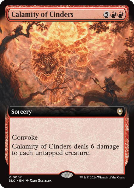 Calamity of Cinders (Extended Art) - Commander: Bloomburrow Magic: The Gathering trading card