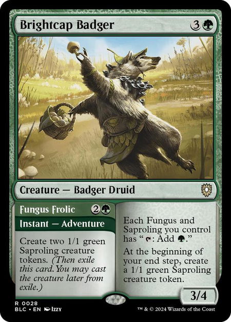 Brightcap Badger - Commander: Bloomburrow Magic: The Gathering trading card