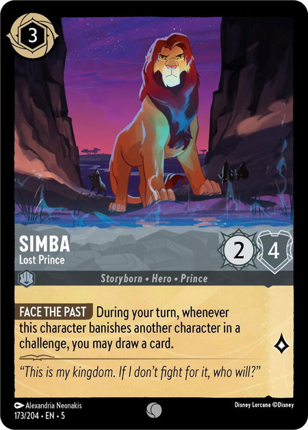 Simba - Lost Prince - Shimmering Skies Disney Lorcana trading card