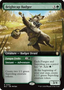Brightcap Badger (Extended Art) - Commander: Bloomburrow (BLC) #62 - Rare Magic: The Gathering Trading Card