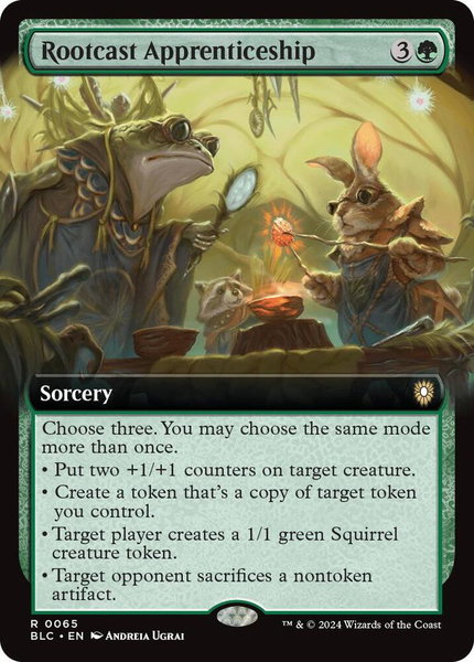 Rootcast Apprenticeship (Extended Art) trading card from Commander: Bloomburrow Rootcast Apprenticeship (Extended Art) - Commander: Bloomburrow Magic: The Gathering trading card