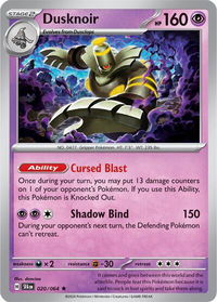 Dusknoir - 020/064 - SV: Shrouded Fable (SFA) #020/064 - Rare Pokémon Trading Card