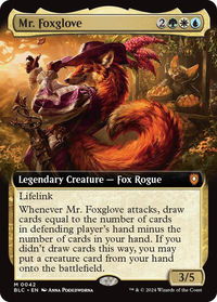 Mr. Foxglove (Extended Art) - Commander: Bloomburrow (BLC) #42 - Mythic Magic: The Gathering Trading Card