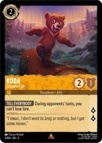 Koda - Talkative Cub - Shimmering Skies (5) #1/204 - Rare Disney Lorcana Trading Card