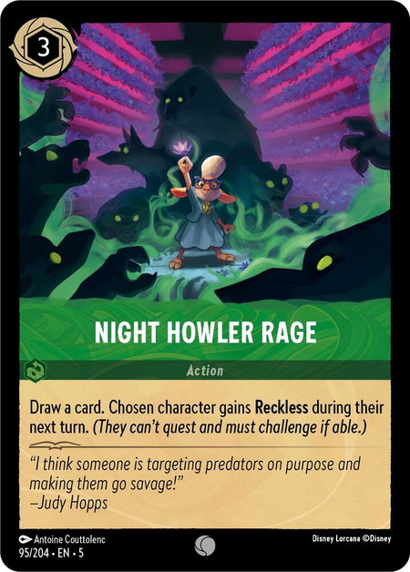 Night Howler Rage - Shimmering Skies Disney Lorcana trading card
