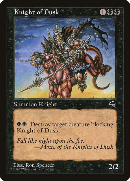 Knight of Dusk - Tempest Magic: The Gathering trading card