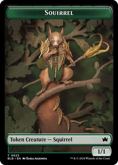 Squirrel // Food Double-Sided Token - Bloomburrow Magic: The Gathering trading card